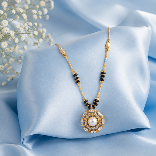 Royal Pearl Floral Pendant Mangalsutra Necklace