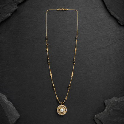 Royal Pearl Floral Pendant Mangalsutra Necklace