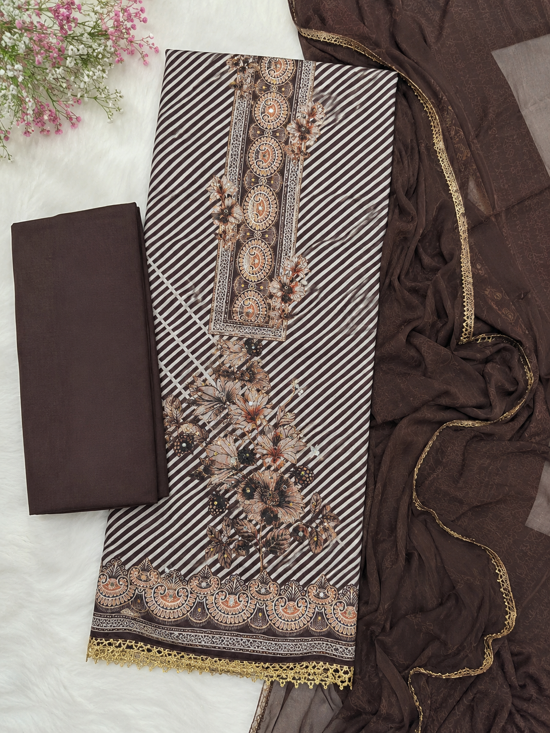 Premium Printed Unstitched Suit with Dupatta – 5 Colors Available
