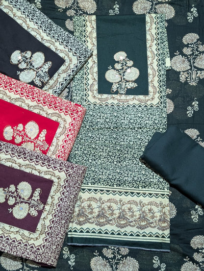 Atpata Store Floral Print Unstitched Suit Set with Dupatta – 4 Color Variants