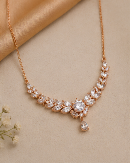 Rose Gold Crystal Pendant Necklace