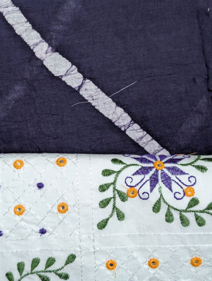 Women's Premium Cotton Thread work Unstitched Suit Set with Dupatta | 4 Color Options