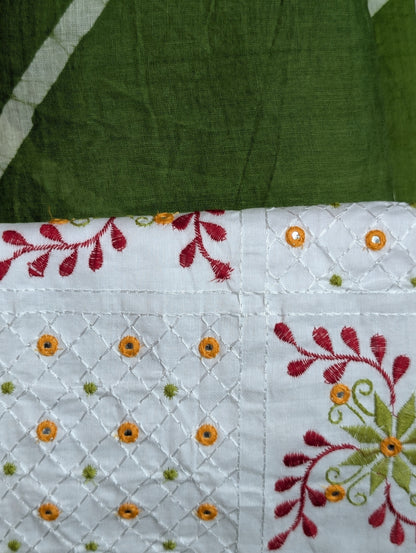 Women's Premium Cotton Thread work Unstitched Suit Set with Dupatta | 4 Color Options