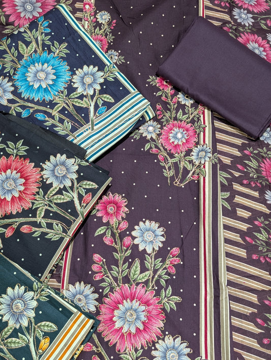 Elegant Floral Printed Cotton Suit Set with Designer Dupatta | Soft & Comfortable | 4 Color Options